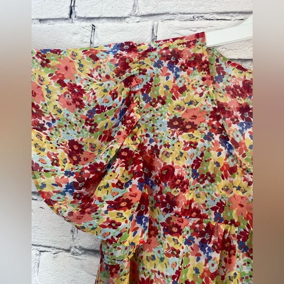 A.N.A. Floral Pink Flutter Sleeve Short Sleeved Shirt size XL - Picture 5 of 9